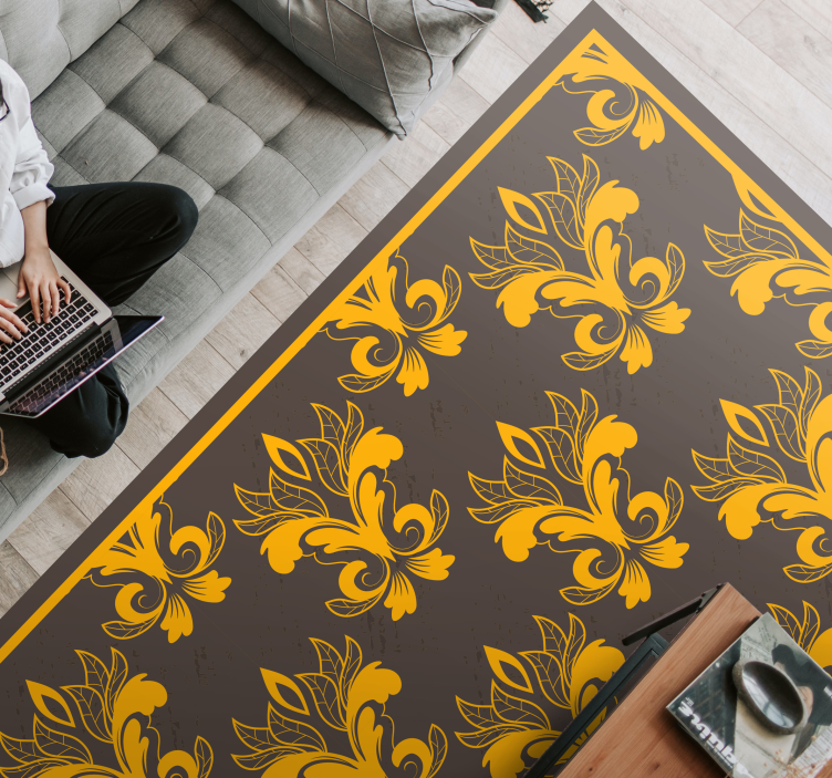 Graceful Botanical Arrangement vintage vinyl rug - TenStickers
