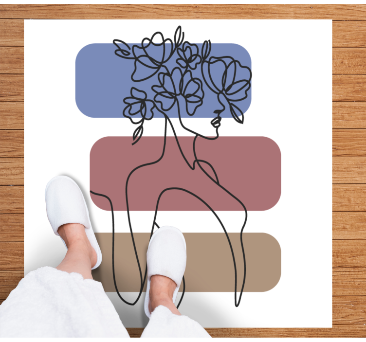 Graceful Botanical Outline minimal vinyl rug - TenStickers