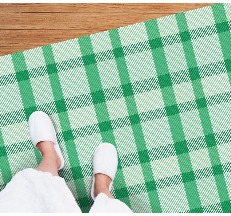 Green Checked Style striped vinyl rug - TenStickers