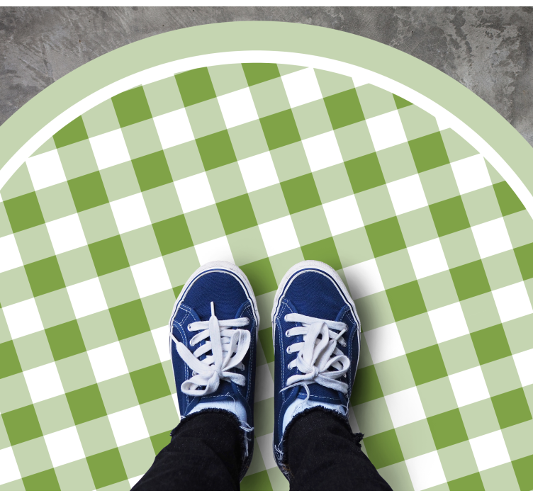 Green Checkered Motif circular vinyl rug - TenStickers