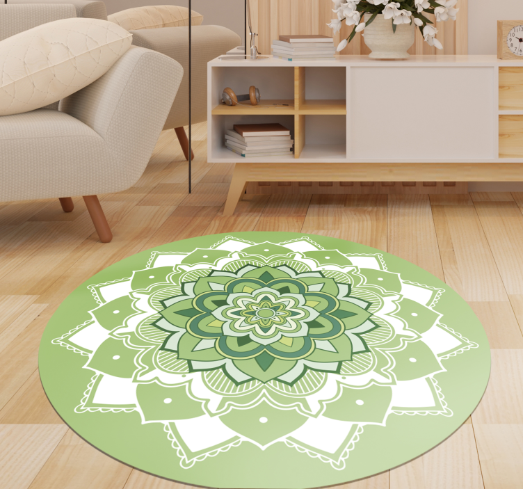Green Mandala Design mandala vinyl rug - TenStickers
