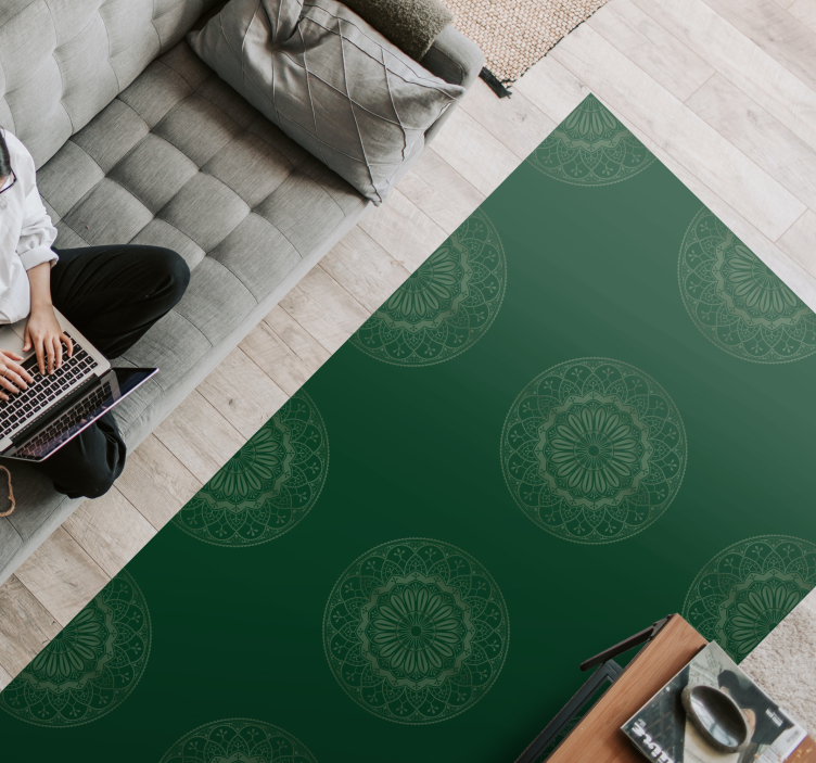 Green mandala pattern vinyl rug - TenStickers
