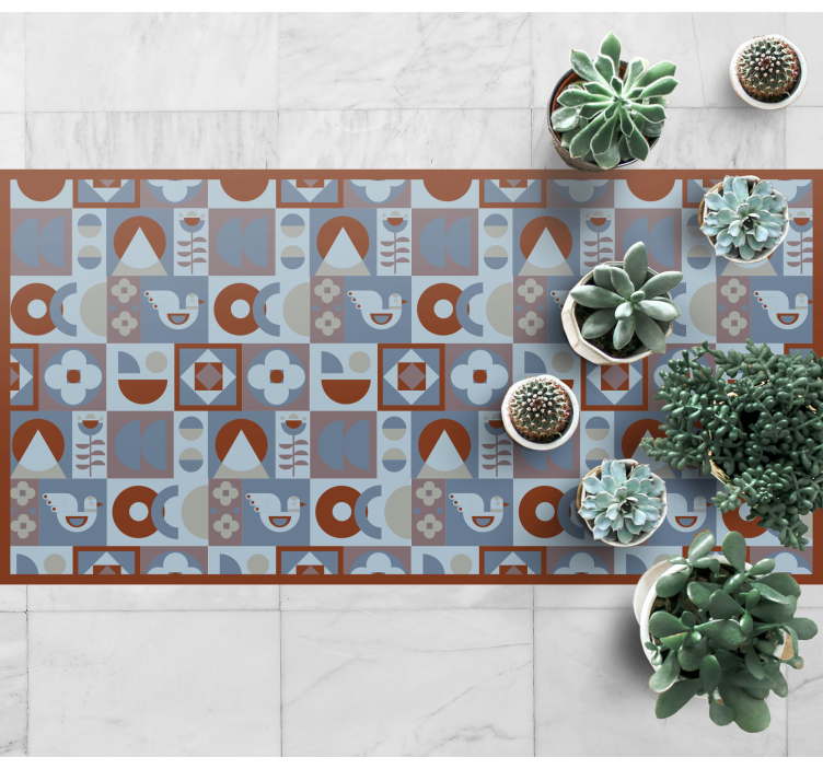 Grey and blue arrangements geometric vinyl rug - TenStickers