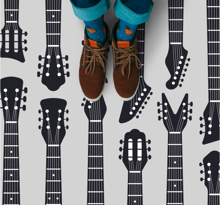 Guitar Silhouettes living room vinyl rug - TenStickers