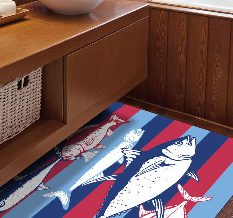 Hand draw fishes animal vinyl rug - TenStickers