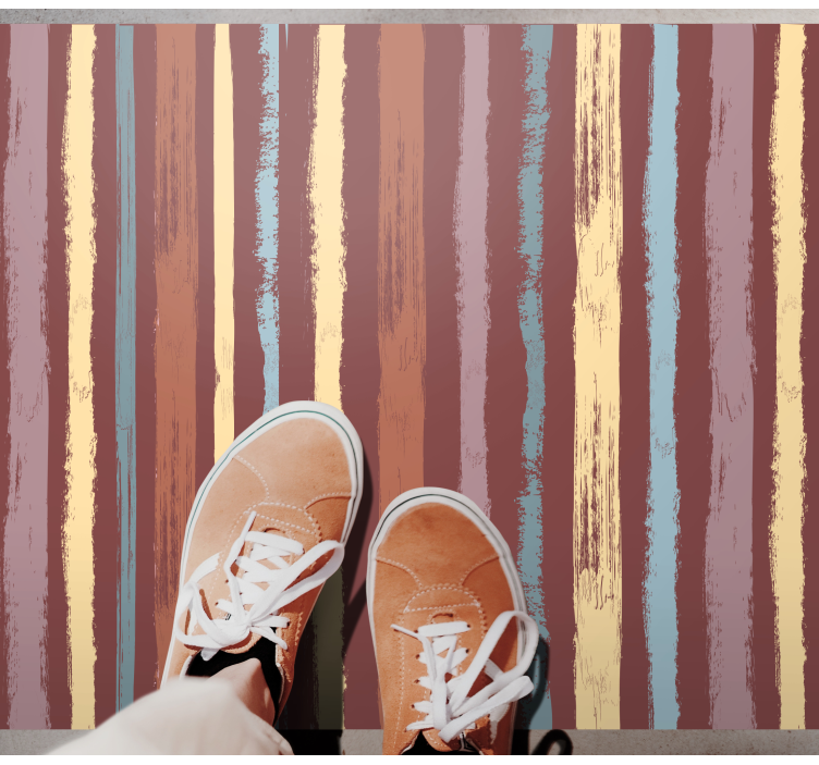 Hand-painted fabric effect striped vinyl rug - TenStickers