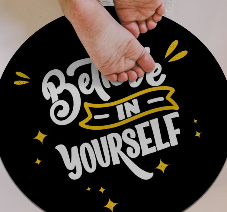Believe in yourself black design custom rug - TenStickers