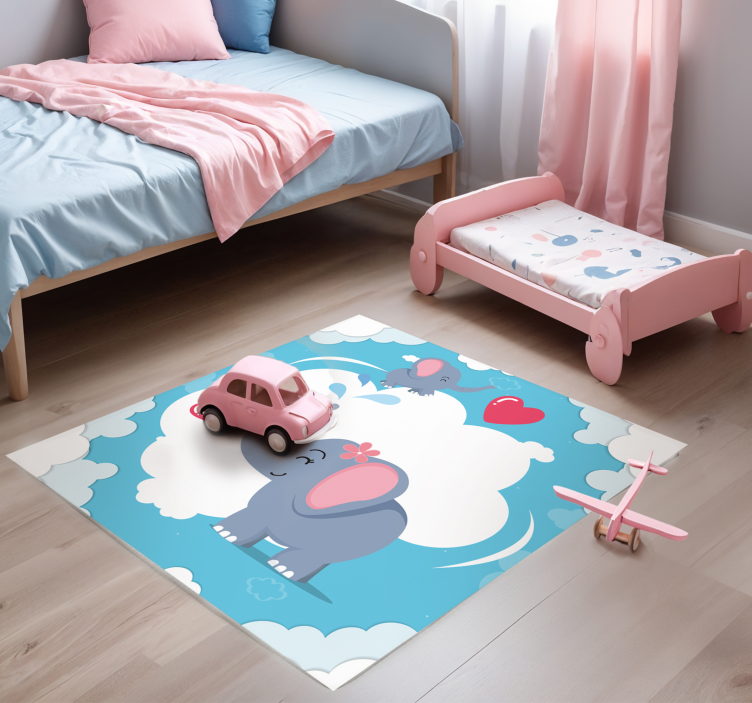 amazing heart and elephants babies vinyl rug - TenStickers
