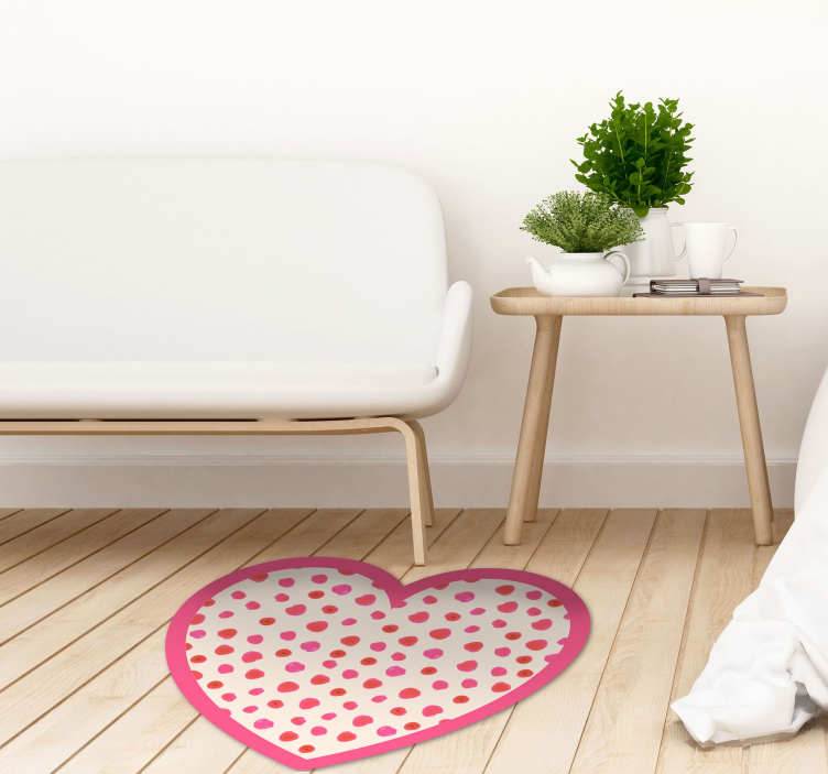 Heart Polka Dots kids vinyl rug - TenStickers