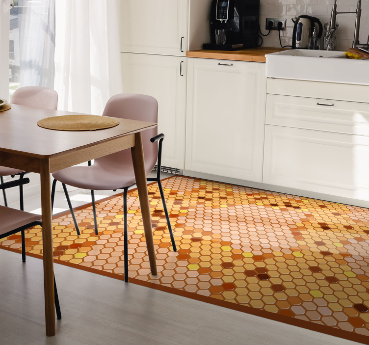 Honeycomb hexagon design kitchen vinyl rug - TenStickers
