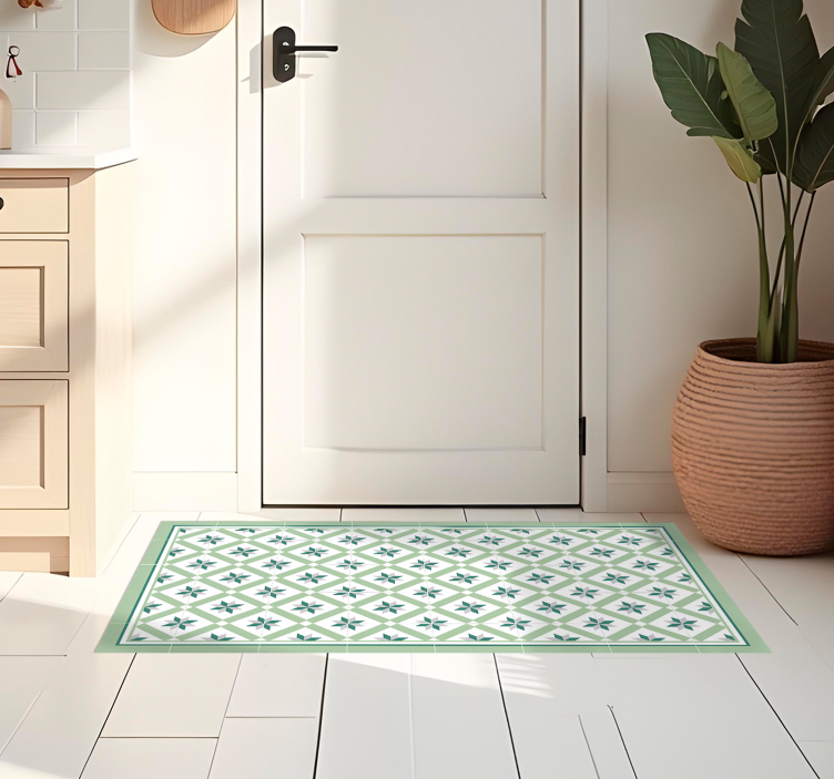 Hydraulic Green kitchen vinyl rug - TenStickers