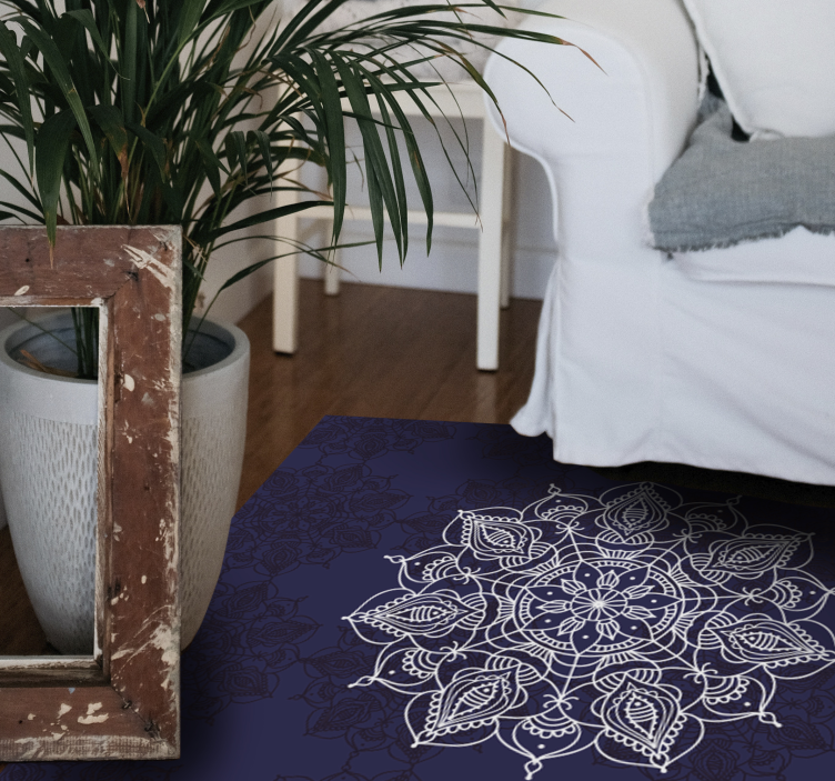Intricate floral design mandala vinyl rug - TenStickers