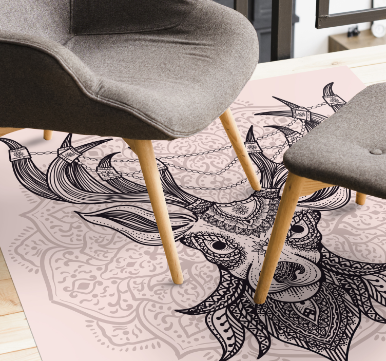 Grey stag motif animal vinyl rug - TenStickers