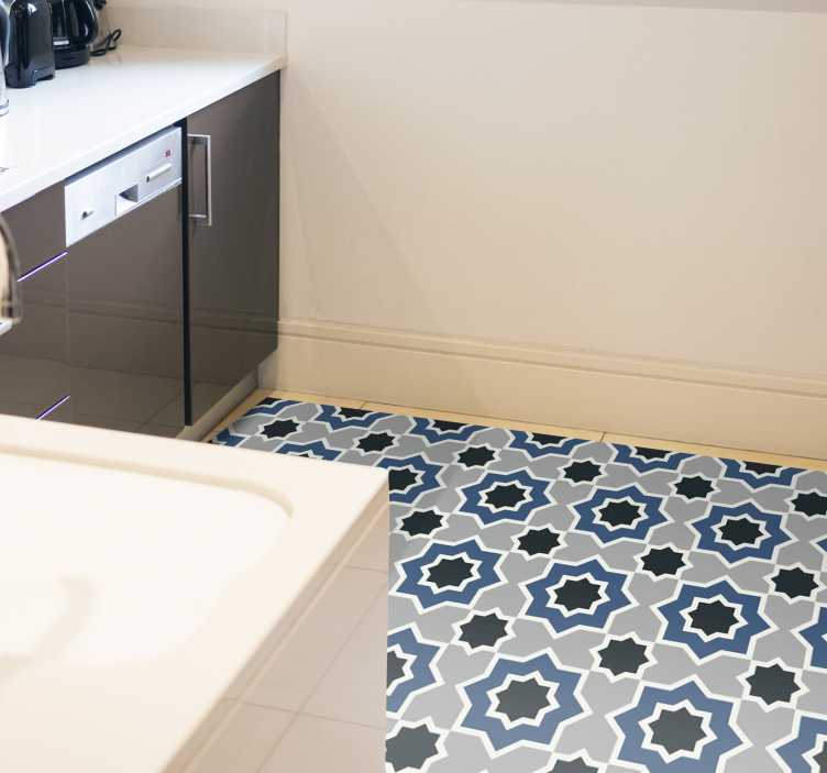 Islamic geometric pattern kitchen vinyl rug - TenStickers