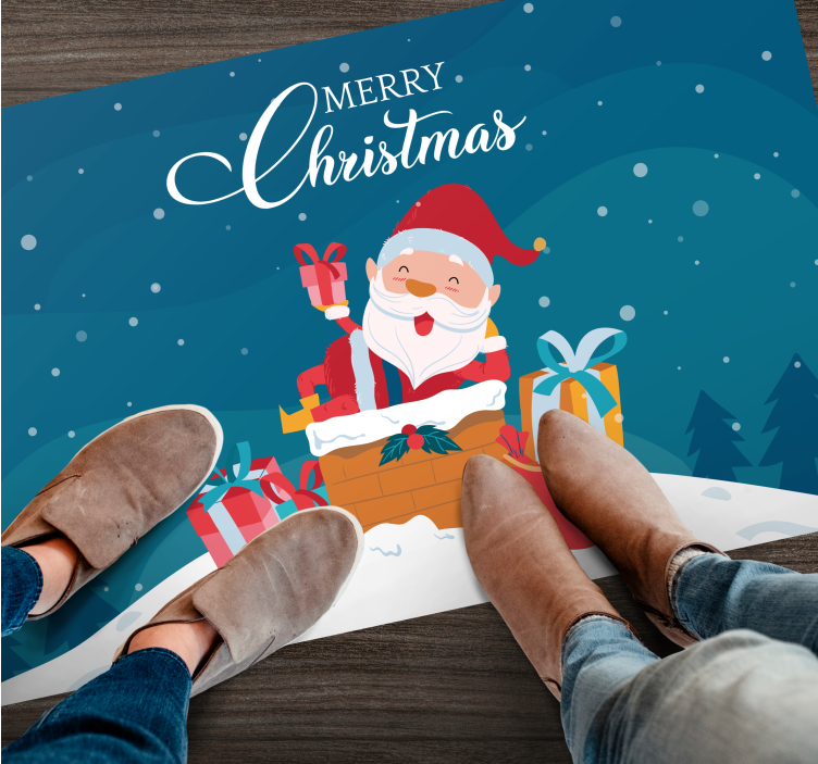 Jolly Santa vibes Christmas vinyl rug - TenStickers