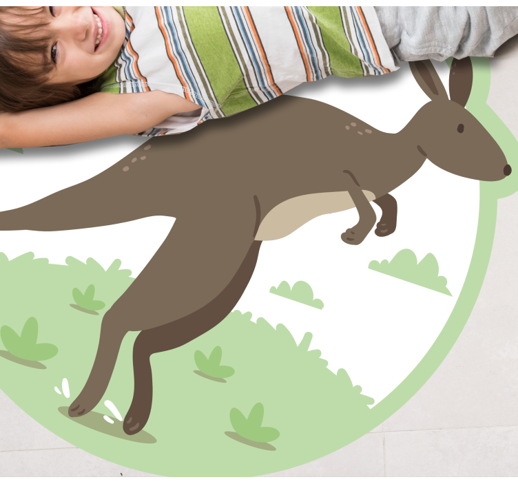 Jumping kangaroo cartoon animal rug - TenStickers