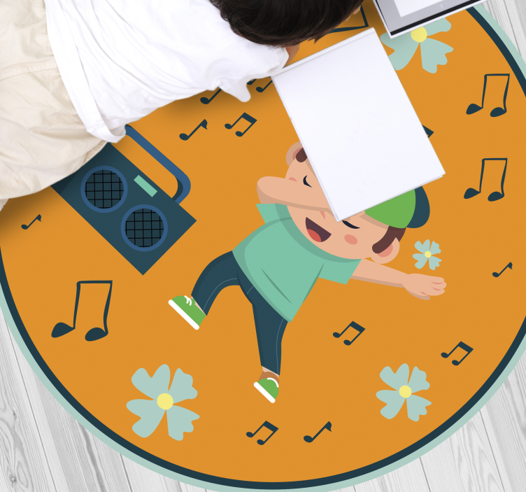 Dancing kid and radio stereo vinyl rug - TenStickers