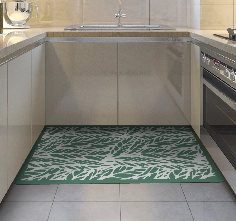 Leafy Elegance floral vinyl rug - TenStickers