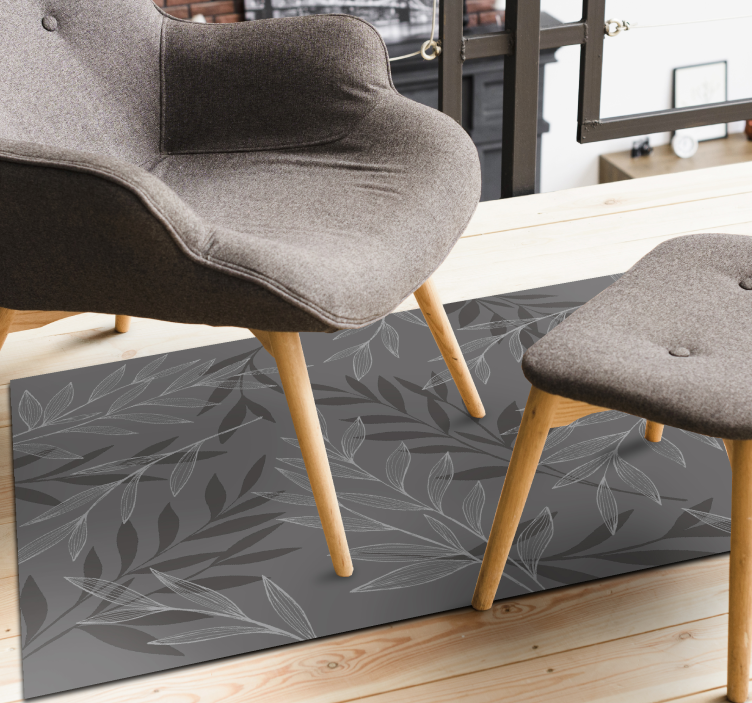 Leafy Silhouette floral vinyl rug - TenStickers