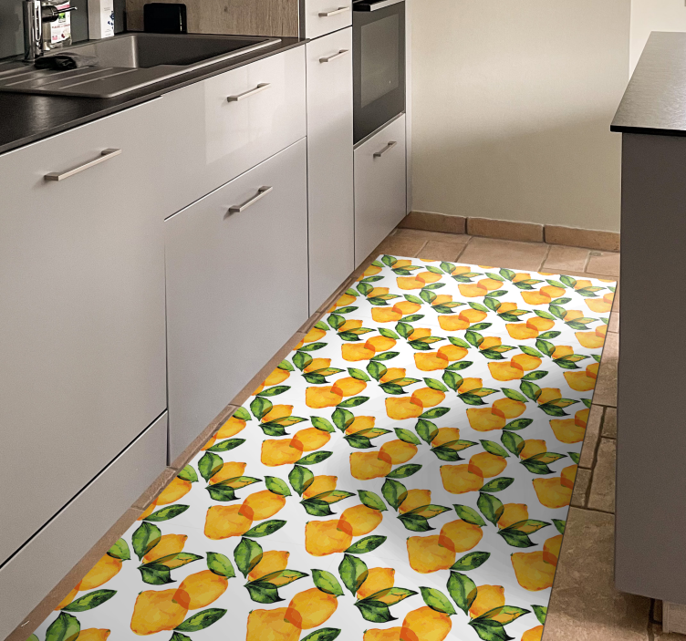 Lemon Mediterranean style floral rug - TenStickers