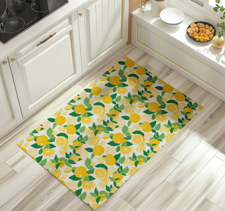 Lemon slice pattern yellow vinyl rug - TenStickers