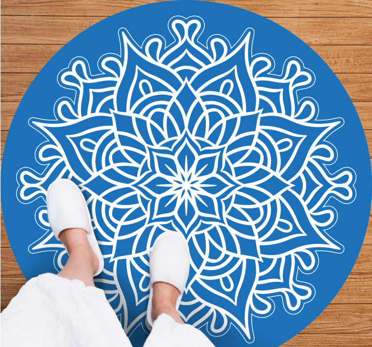 Light blue snow mandala mandala vinyl rug - TenStickers