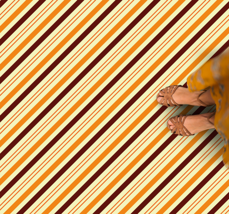 Lined Warm Hues striped vinyl rug - TenStickers