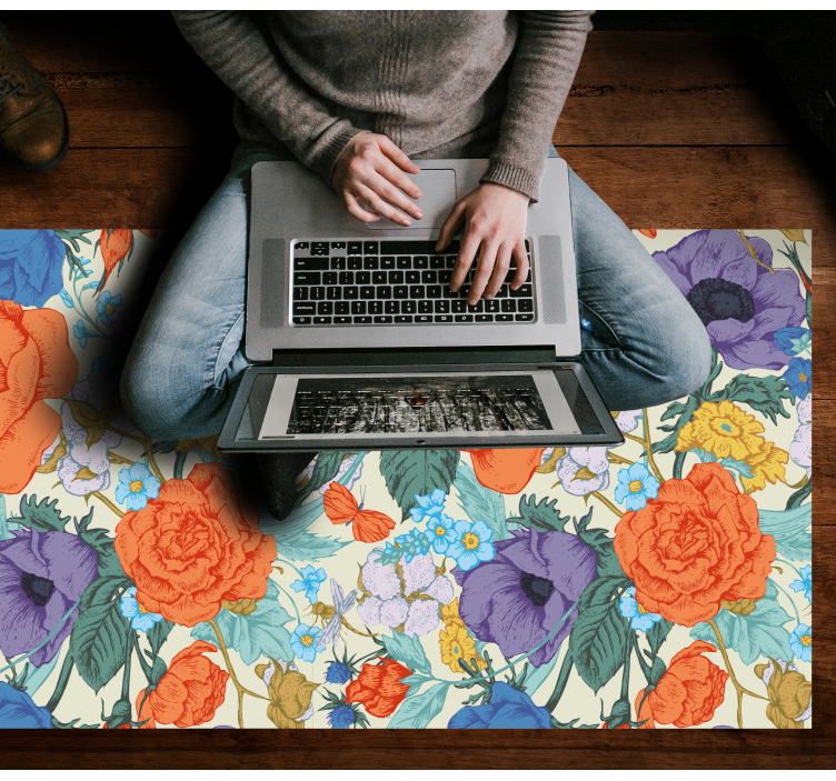 Lively Botanical Arrangement floral vinyl rug - TenStickers