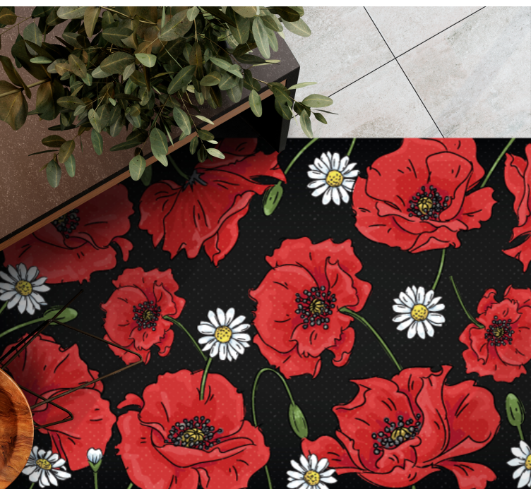 Colorful Botanical Artwork floral vinyl rug - TenStickers