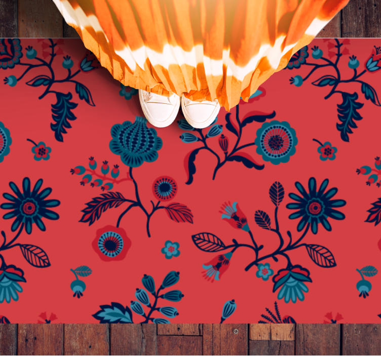 Lively Flower Motif floral vinyl rug - TenStickers