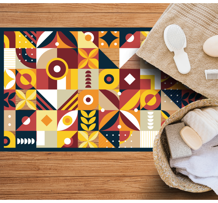 Lively compositions tile vinyl rug - TenStickers