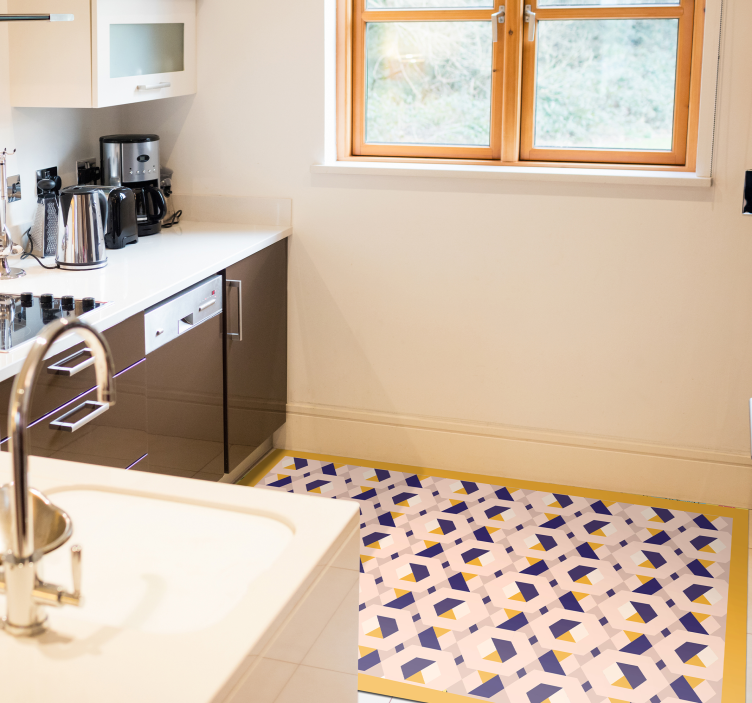 Lively geometric design kitchen vinyl rug - TenStickers