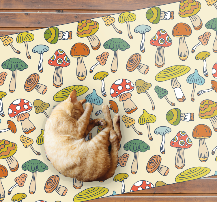 Lively Mushroom Illustration kitchen vinyl rug - TenStickers