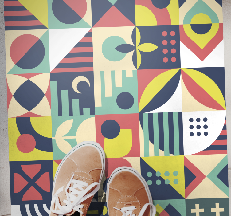 Lively shapes geometric vinyl rug - TenStickers