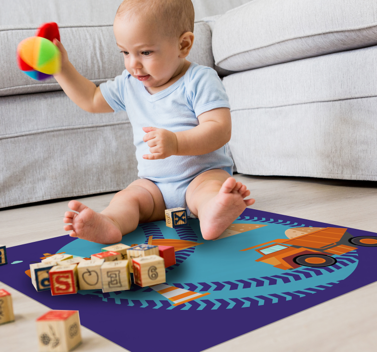 Loading Blue Truck kids vinyl rug - TenStickers
