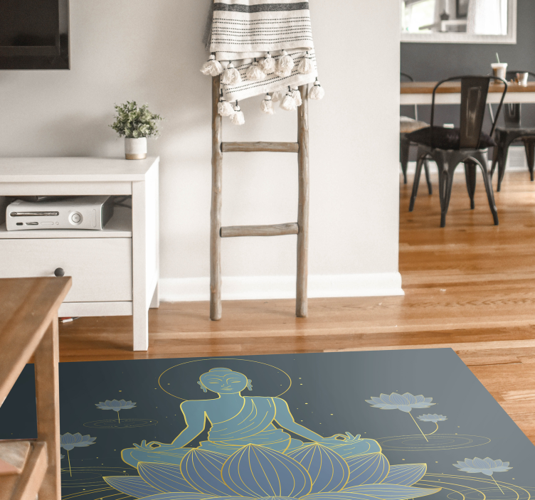 Lotus and Buddha floral vinyl rug - TenStickers