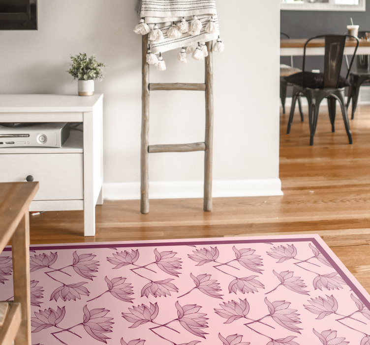 Lotus pink shades floral vinyl rug - TenStickers