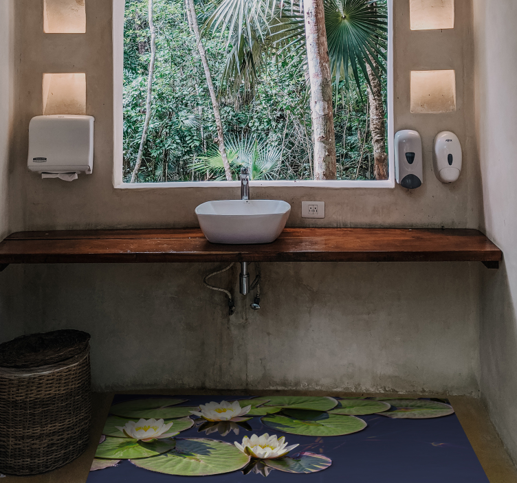 Lotus realistic in pond floral rug - TenStickers