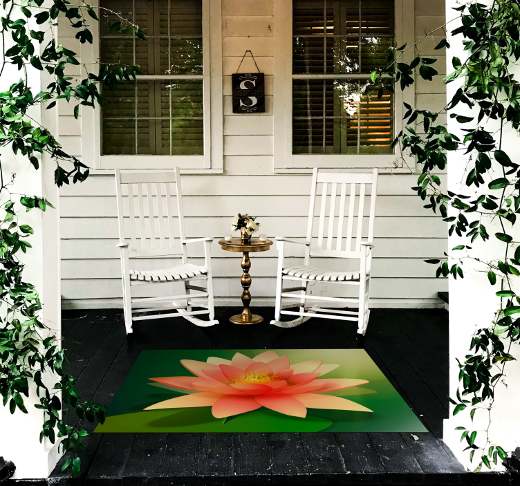 Lotus with shadow floral vinyl rug - TenStickers
