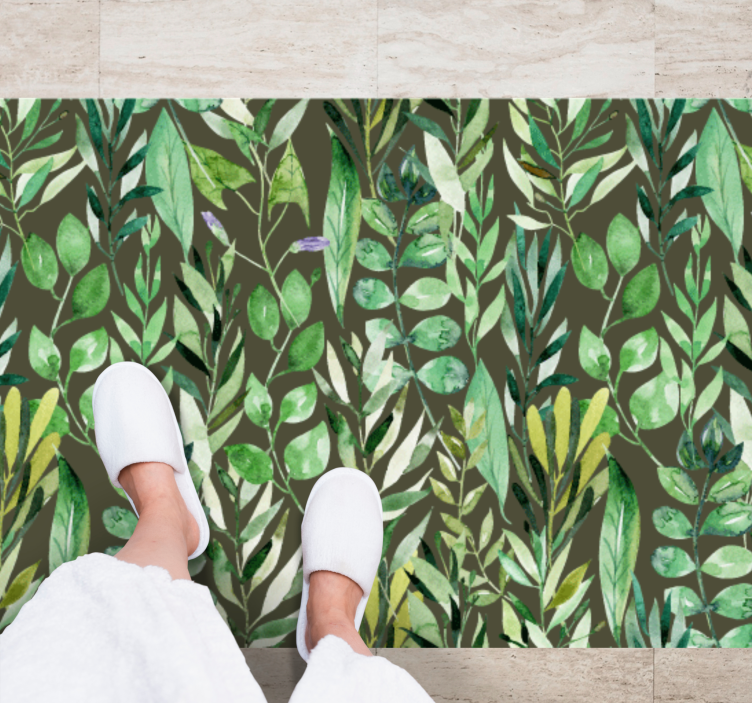 Lush Greenery Pattern nature vinyl rug - TenStickers