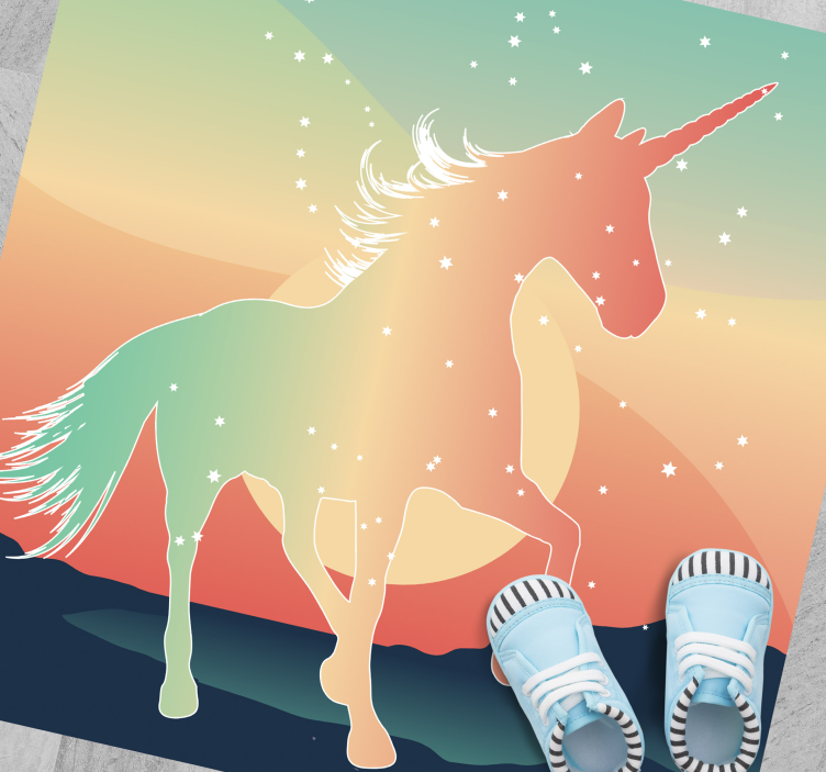 Magical Unicorn Silhouette kids vinyl rug - TenStickers