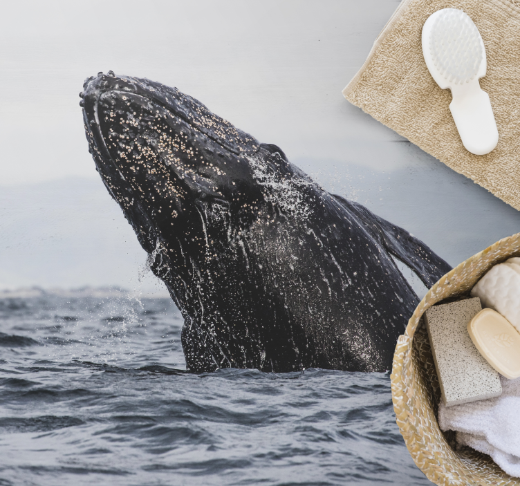 Majestic Whale Leap nature vinyl rug - TenStickers