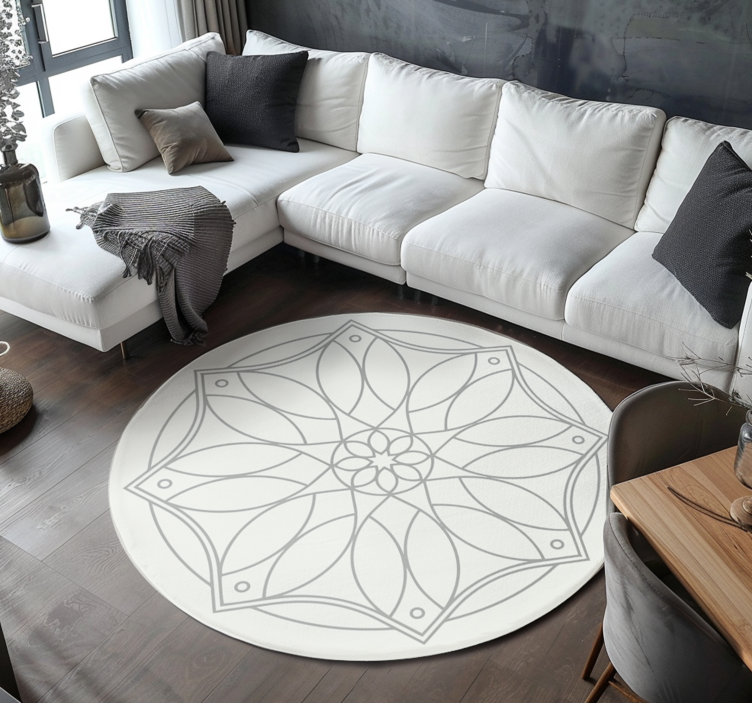 Mandala design white  vinyl rug - TenStickers