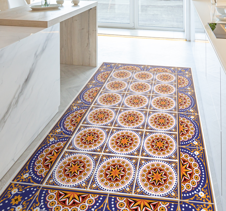 Mandala Mosaic Pattern tile vinyl rug - TenStickers