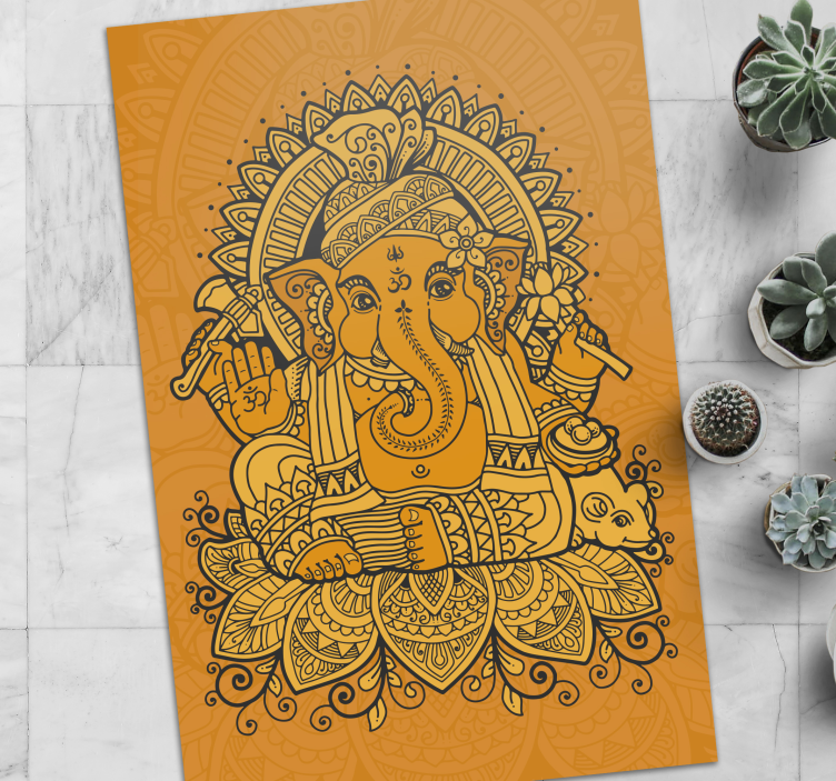 Mandala with Ganesha in the center  vinyl rug - TenStickers