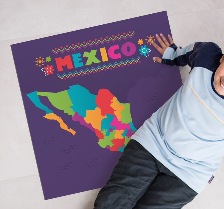 Map Mexico world map vinyl rug - TenStickers