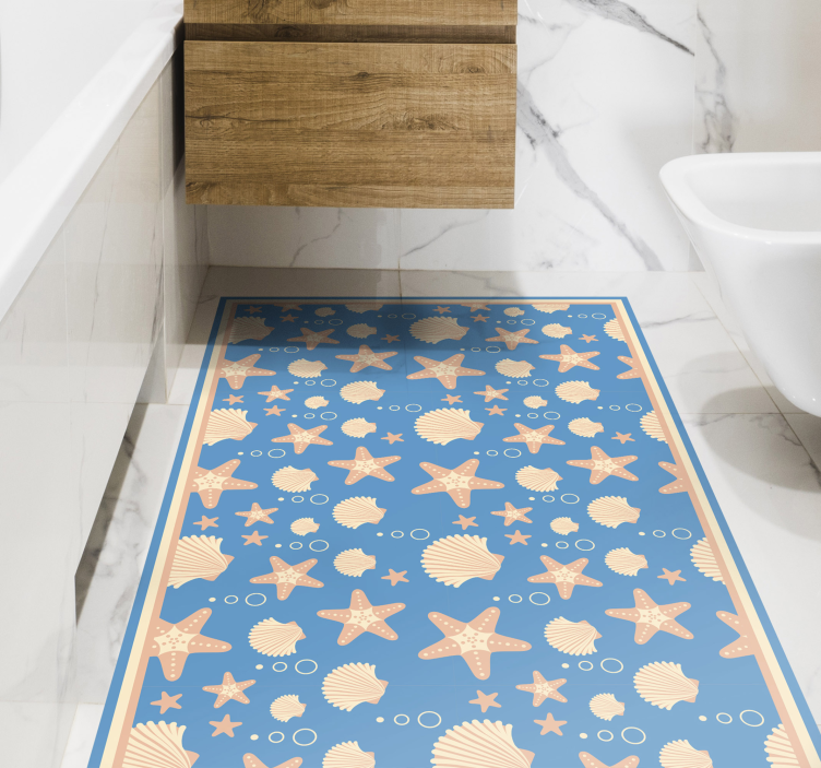 Marine Motif Composition bathroom vinyl rug - TenStickers