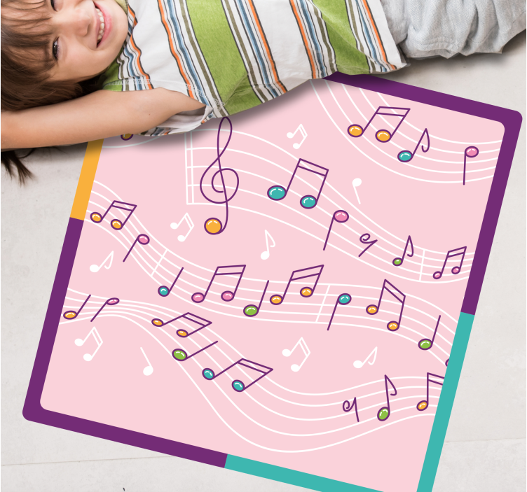 Melodic Notes Theme teen vinyl rug - TenStickers