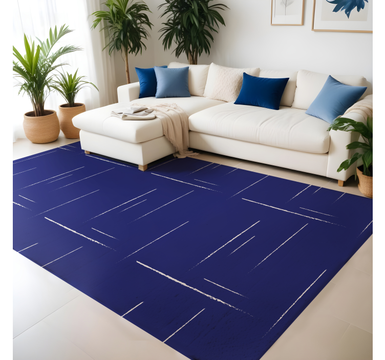 Modern line pattern blue vinyl rug - TenStickers