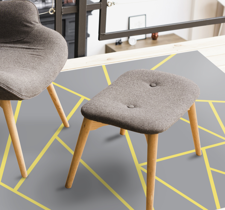 Modern yellow and gray geometric vinyl rug - TenStickers